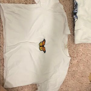 Butterfly embroidery crop top